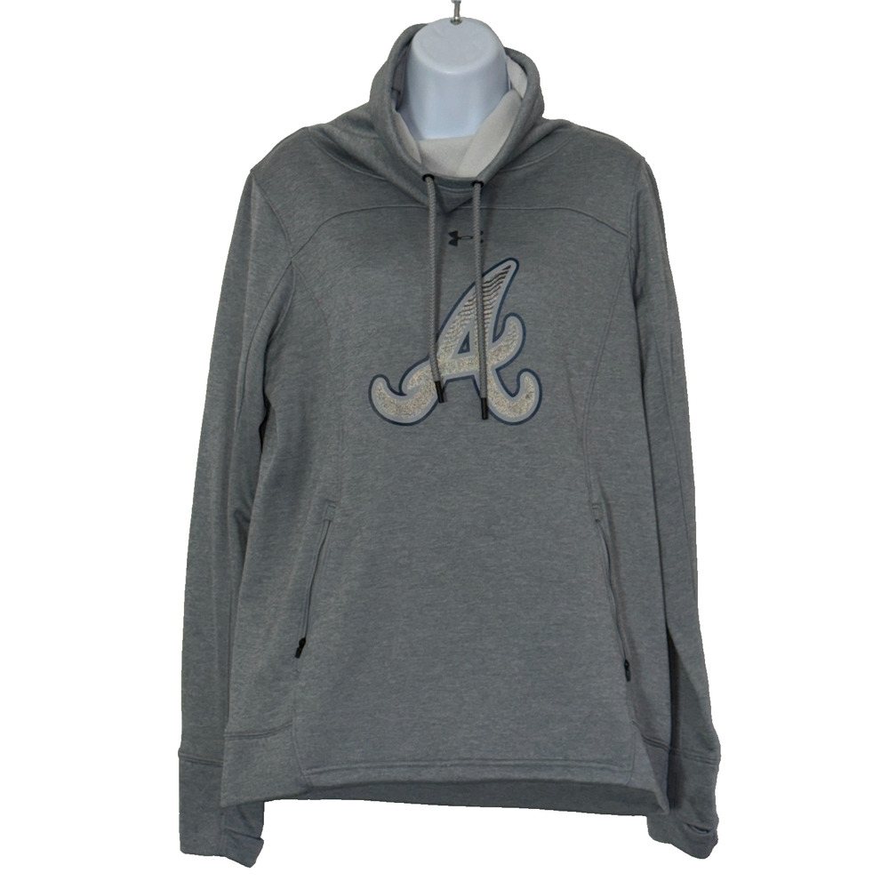 Under Armour Pullover Womens L Gray Atlanta Braves Mock Neck Coldgear